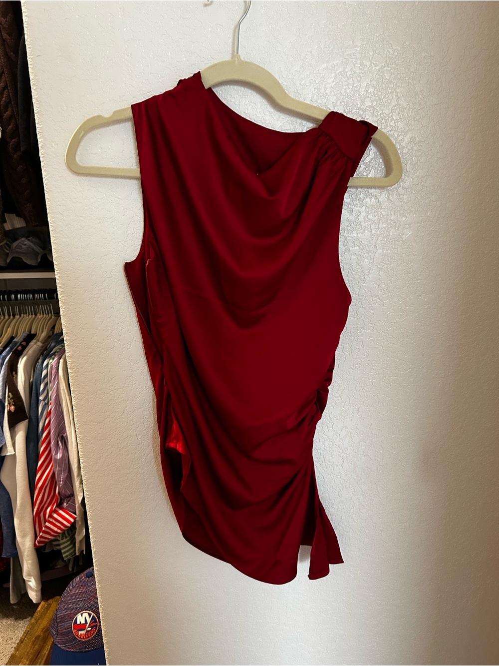 NWT Red Sleeveless Draped Women’s Dress